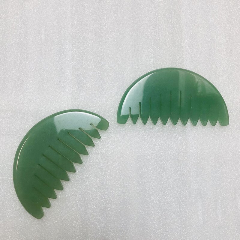 Green Aventurine Scalp Comb - Personalized Stone Head Stress Relief Massage Tool
