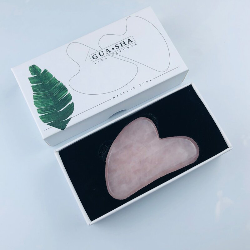 Rose Quartz Gua Sha Tool - Custom Facial Scraping Jade Stone Massage Board