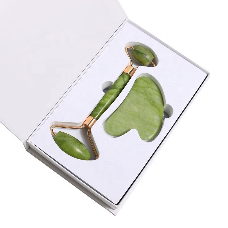 Double Head Jade Roller Set - Gua Sha Face Body Slimming Wrinkle Reducing Tool