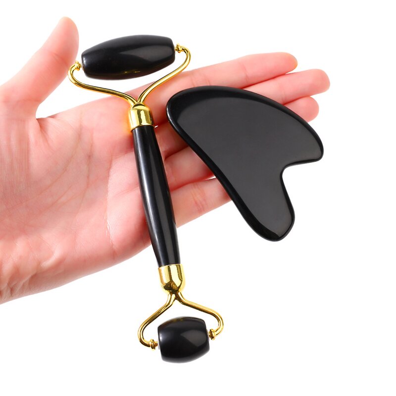 Obsidian Gua Sha Board - Gemstone Facial Body Massage Scraping Tool