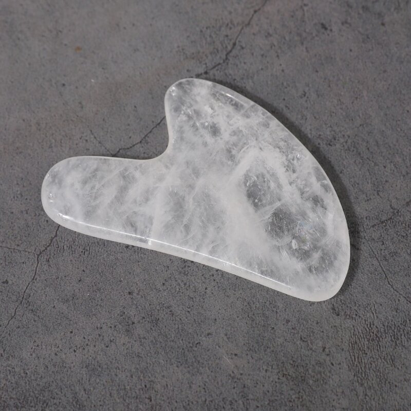 Clear Jade Roller Gua Sha - Natural Crystal Quartz Facial Massage Set with Box