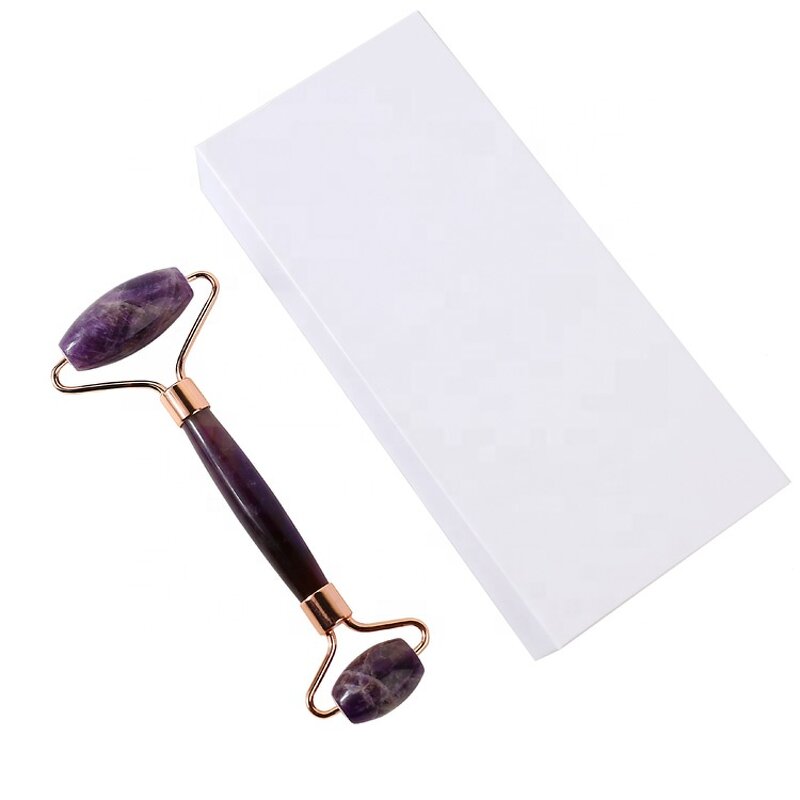 Amethyst Facial Roller - Purple Crystal Gemstone Face Gua Sha Massage Tool