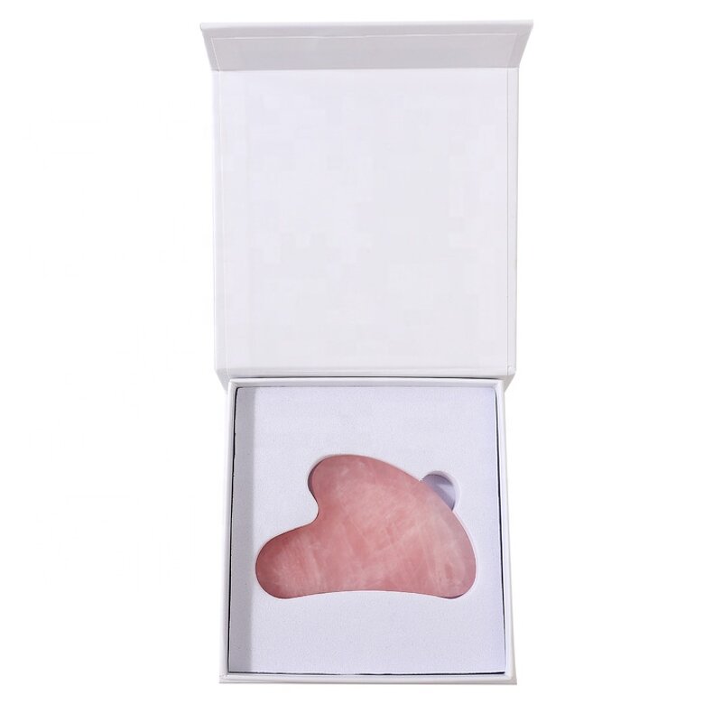 Pink Crystal Gua Sha Board - Rose Quartz Facial Scraping Tool with Box