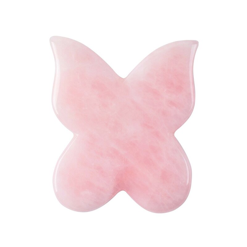 Butterfly Rose Quartz Gua Sha - Private Label 100% Natural Crystal Facial Tool