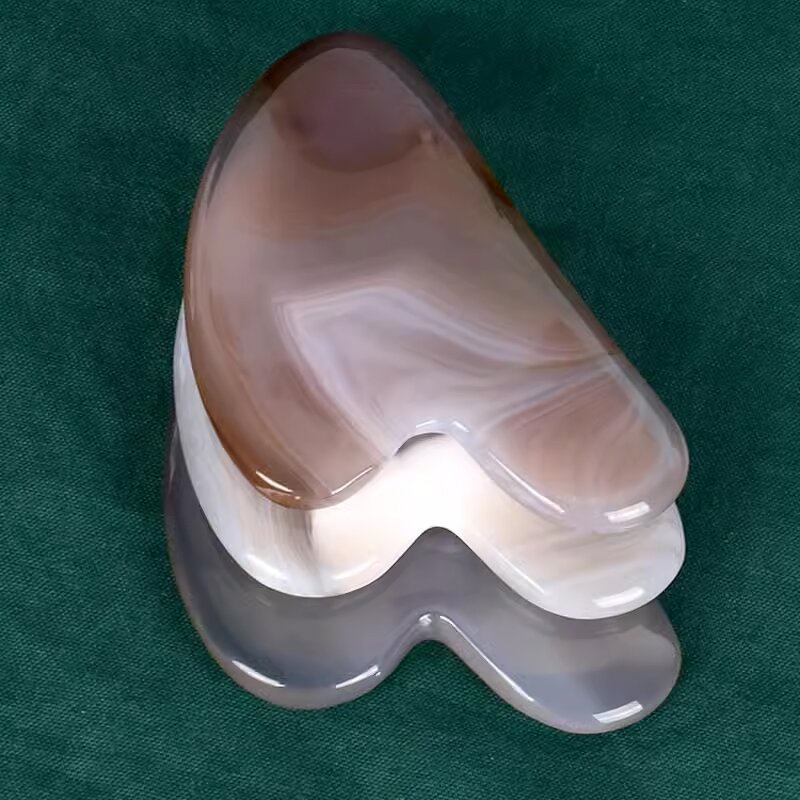 Gray Agate Gua Sha Stone - Natural Facial Body Skincare Lightweight Massage Tool