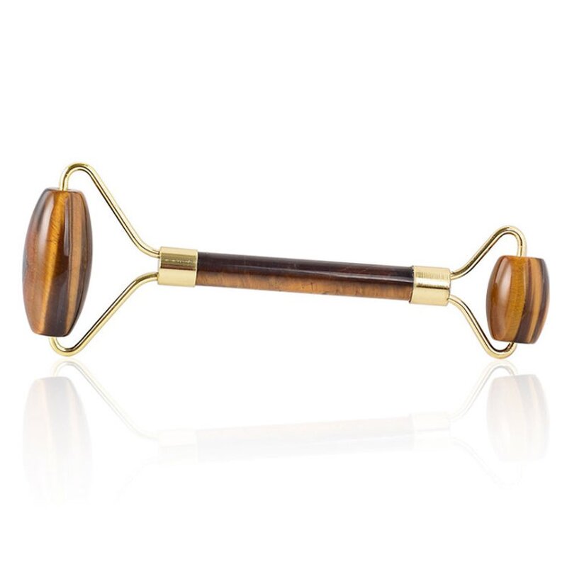 Tiger Eye Facial Roller - Natural Stone Double Head Face Eyes Body Slimming Tool