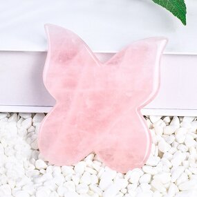 Butterfly Rose Quartz Gua Sha - Private Label 100% Natural Crystal Facial Tool