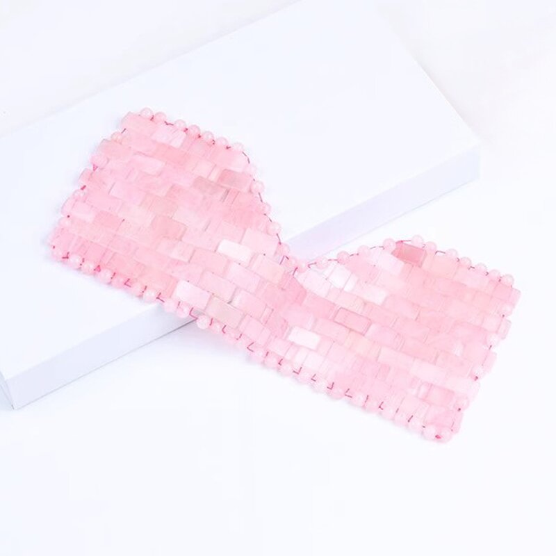 Pink Crystal Eye Mask - Private Label Natural Rose Quartz Cold Massage Stone