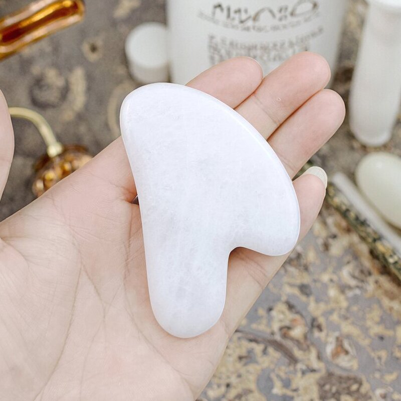 White Quartz Jade Roller - Royal Double Head Gua Sha Cool Slimming Facial Tool