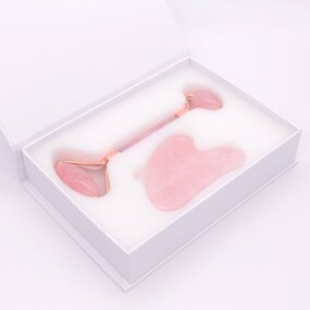 Rose Quartz Jade Roller - Amazon Hot Anti-Aging Cold Pink Stone Facial Massager