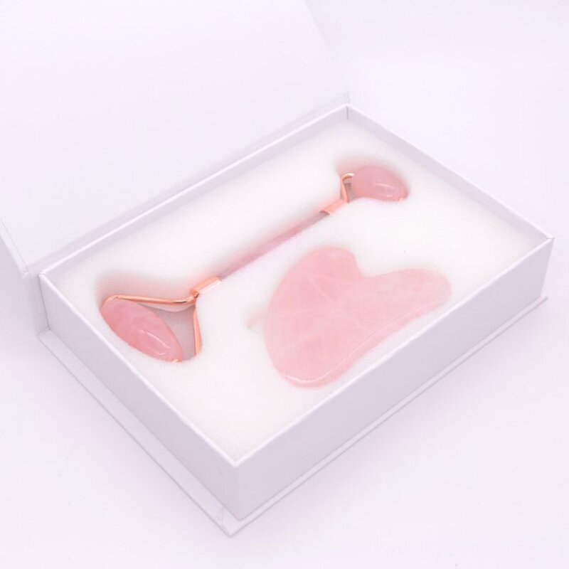 Rose Quartz Jade Roller - Amazon Hot Anti-Aging Cold Pink Stone Facial Massager