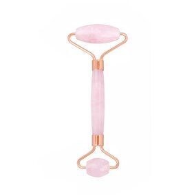3D Rose Quartz Roller - Noiseless Genuine Pink Stone Facial Massager Tool