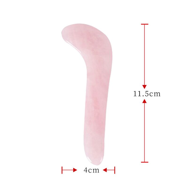 Rose Quartz Gua Sha Scraper - Pink Crystal Fish Shaped Facial Massage Plate