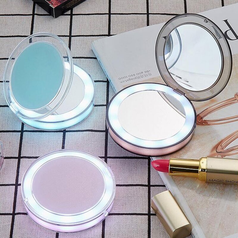 Stainless Steel Travel Mirror - Unbreakable Ultrathin Pocket Mirror with PU Case