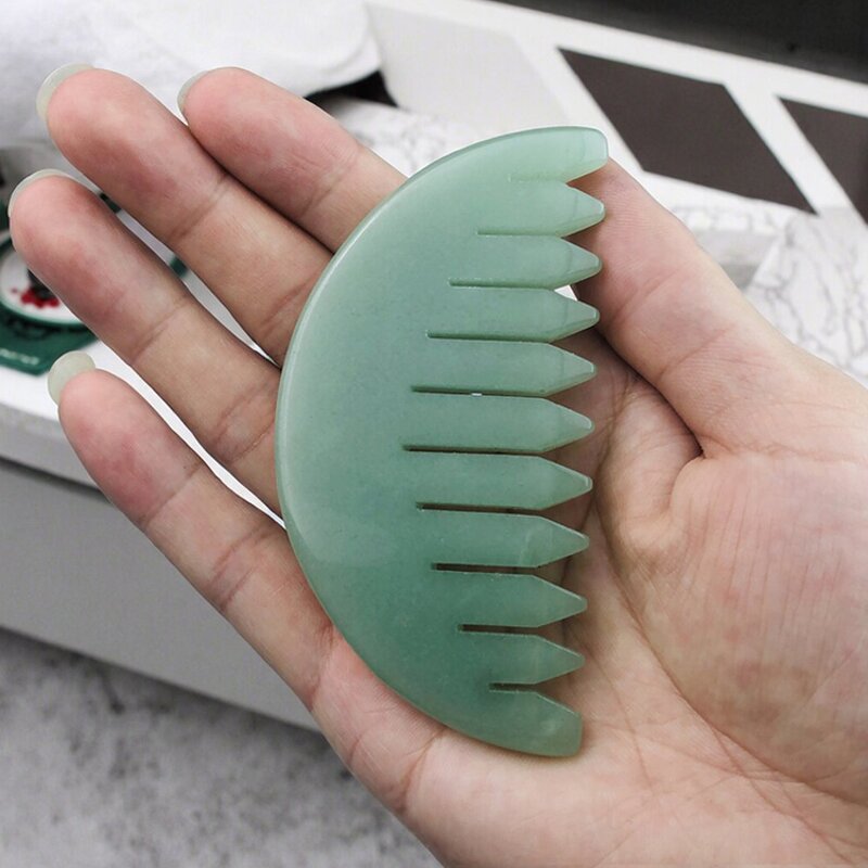 Green Aventurine Scalp Comb - Personalized Stone Head Stress Relief Massage Tool