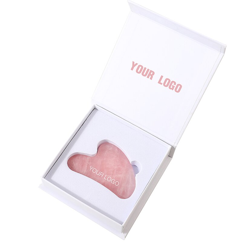 Rose Quartz Gua Sha Tool - Custom Facial Scraping Jade Stone Massage Board