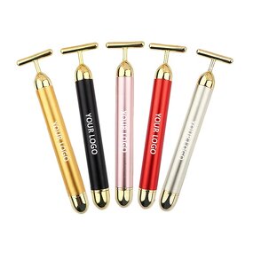 Gold Facial Massager Wand - Private Label Electric Lip Eye Lifting Vibrating Tool