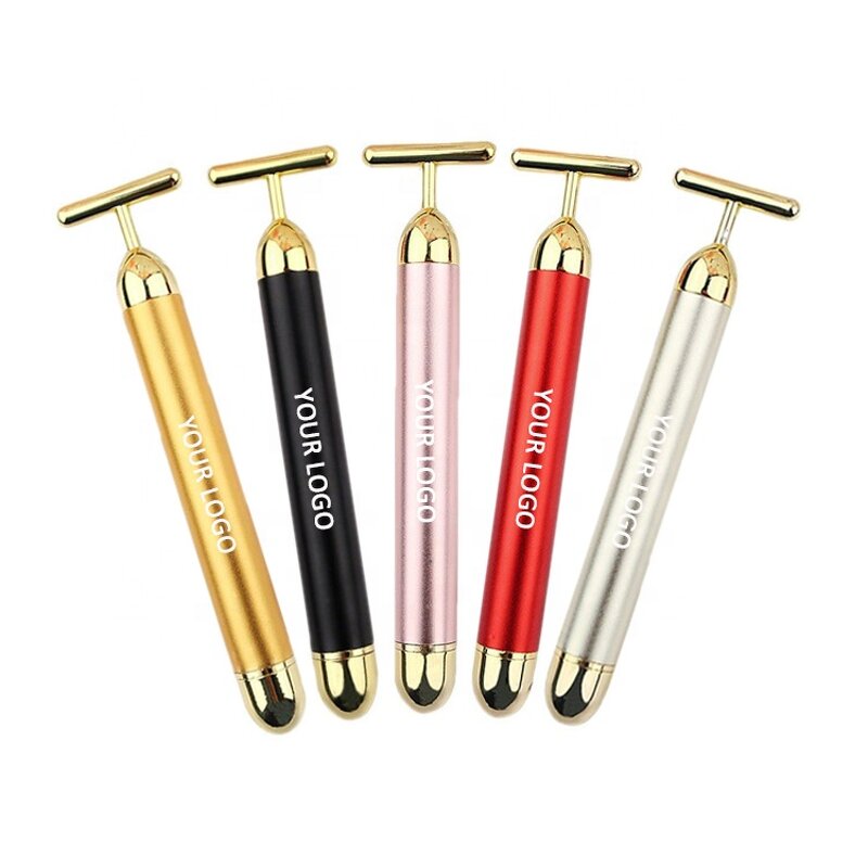 Gold Facial Massager Wand - Private Label Electric Lip Eye Lifting Vibrating Tool