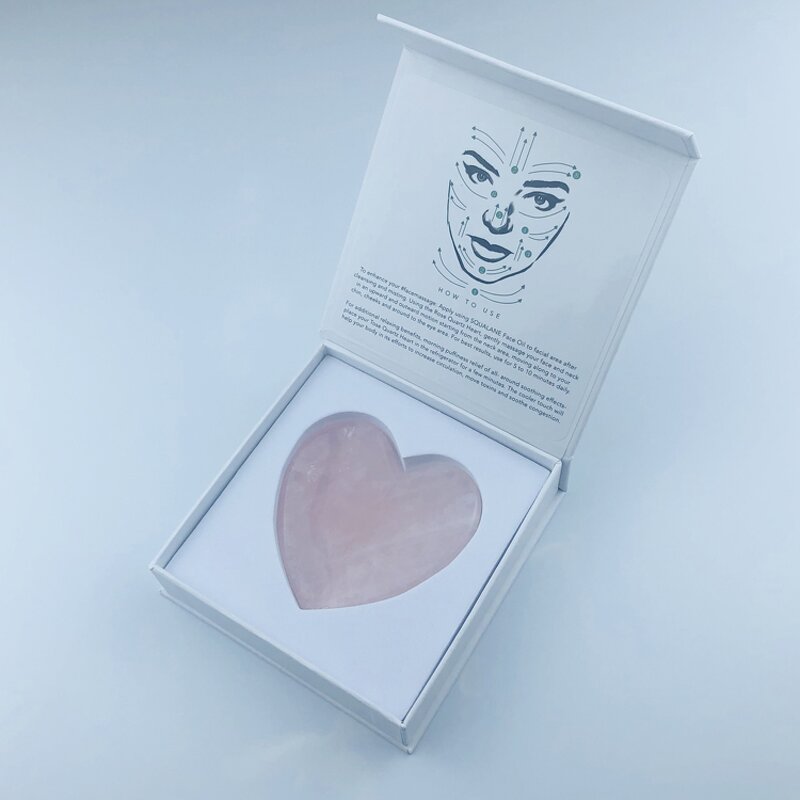 Heart Shaped Rose Quartz Gua Sha - Custom Natural Pink Agate Facial Massage Tool