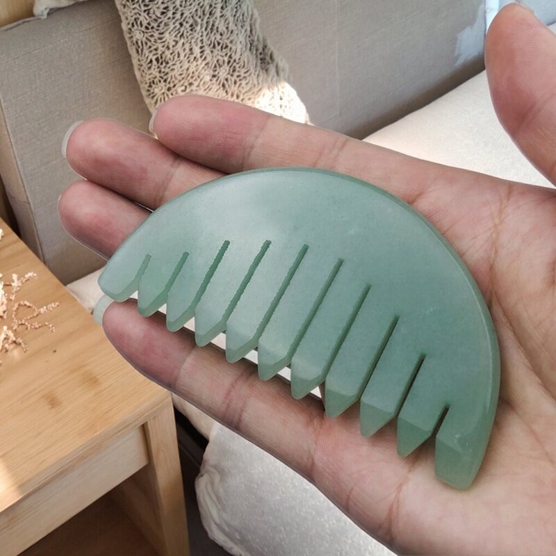 Green Aventurine Scalp Comb - Personalized Stone Head Stress Relief Massage Tool