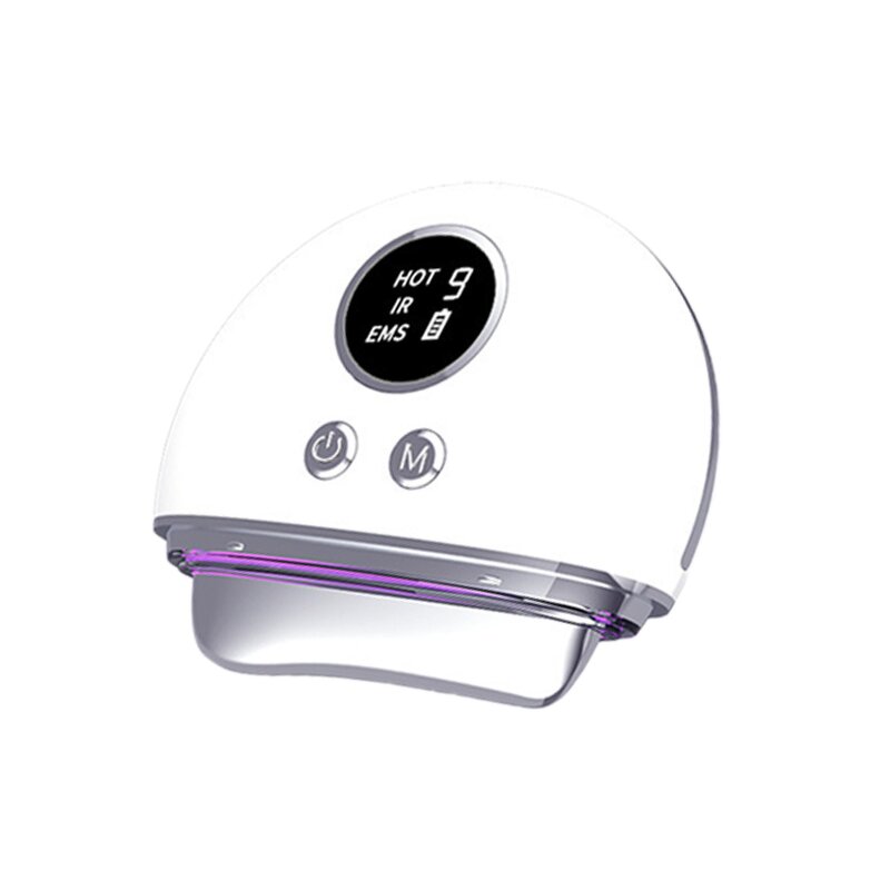 EMS LED Gua Sha Massager - Bian Stone Vibrating Facial Lifting Light Therapy Tool