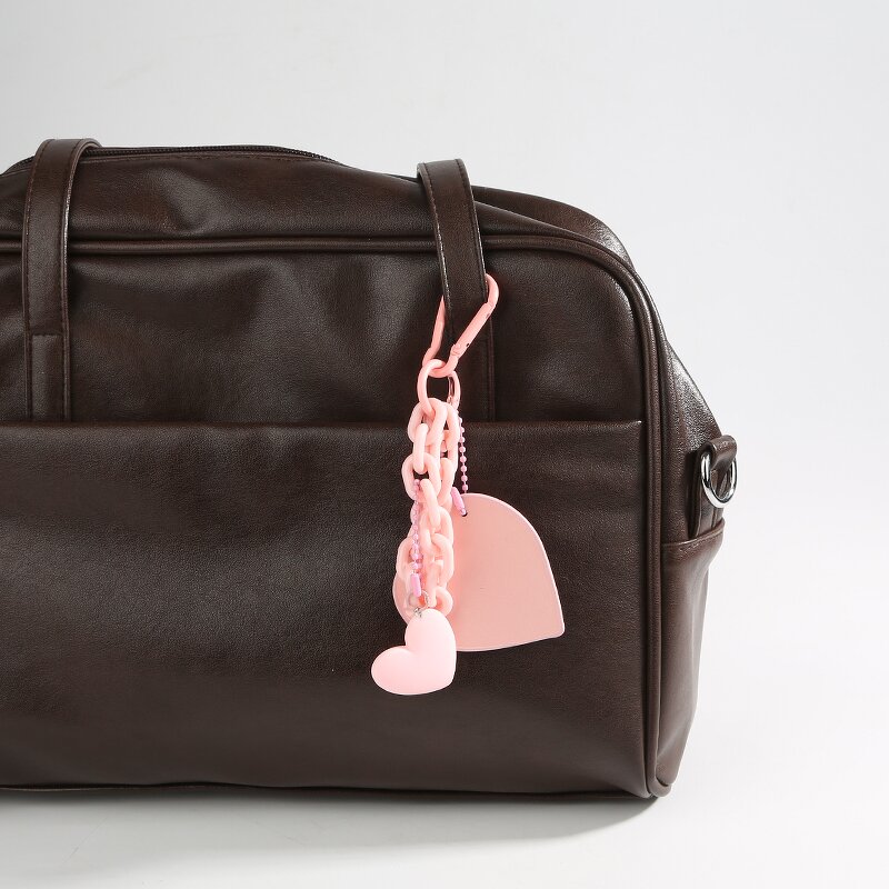 Keychain Manufacturer - Fashion Leather Love Heart Shaped PU Bag Pendant Car Charm for Woman