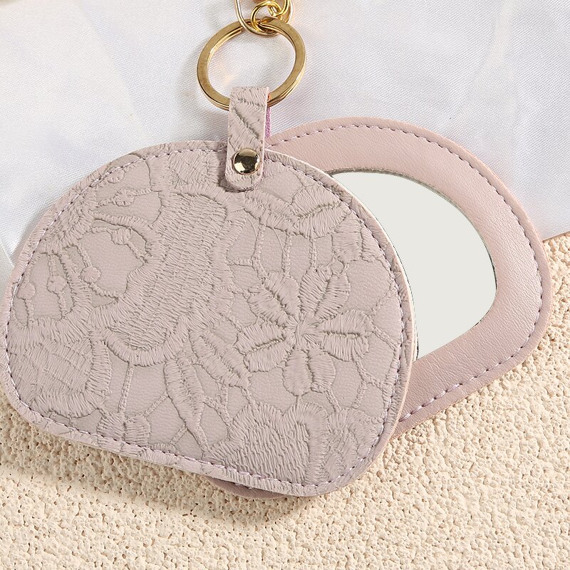 Keychain Mirror Manufacturer - Portable Mini Shaped Cosmetic Compact Travel PU Leather Frame