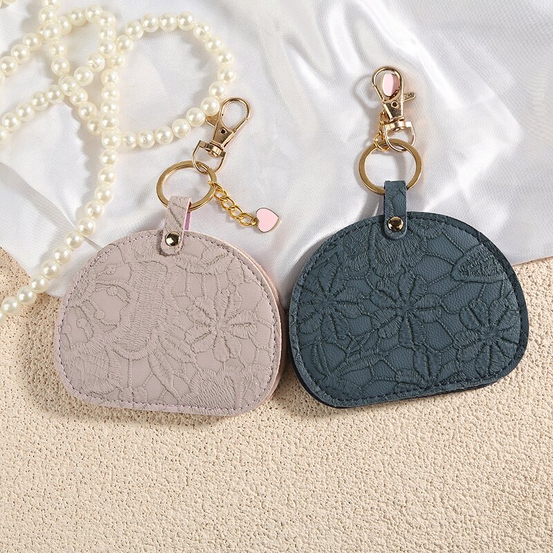 Keychain Mirror Manufacturer - Portable Mini Shaped Cosmetic Compact Travel PU Leather Frame