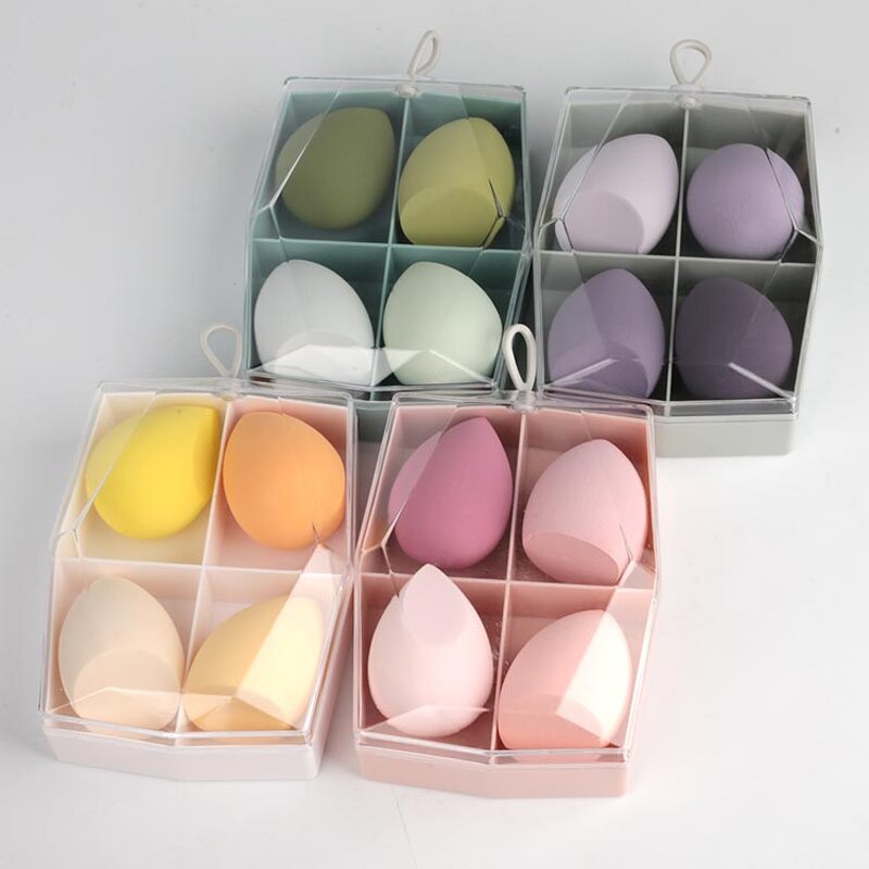 Makeup Sponge Manufacturer - Custom Logo Multi-Colored Professional Wet Dry Use 4Pcs with Storage Box