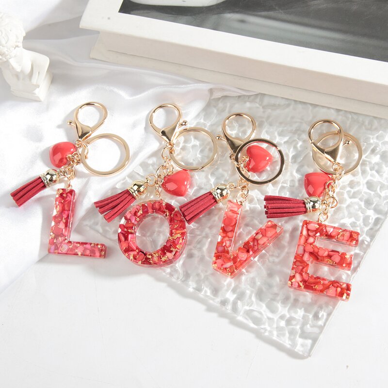 Keychain Manufacturer - Creative Party Gifts Personalized Aesthetic Tassels Resin Initial Letter Charm