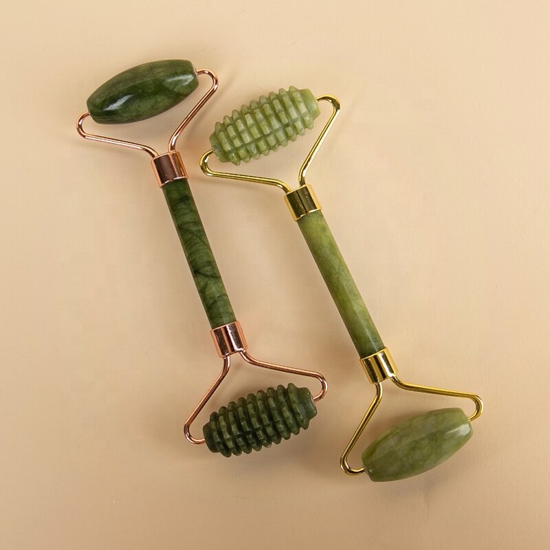 Facial Roller Manufacturer - Beauty Product Tools Self-Care Gift Custom LOGO Ridged Green Jade Massager