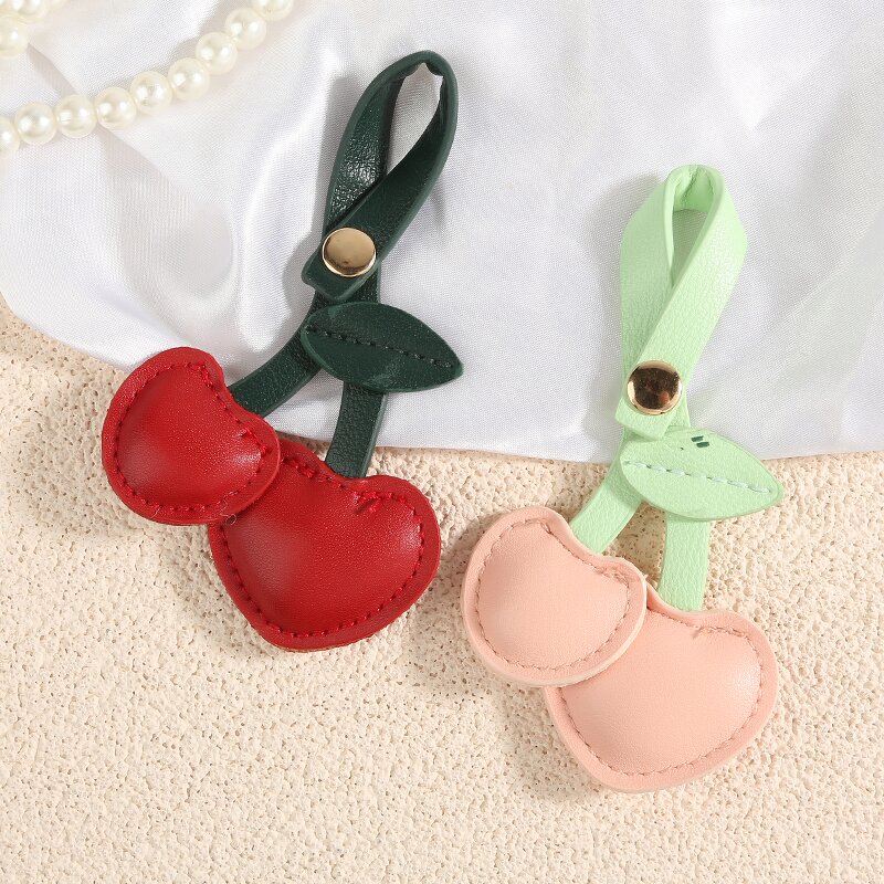 Keychain Manufacturer - PU Leather Colorful Simulation Fruit Sweet Cute Cherry Pendant for Girls