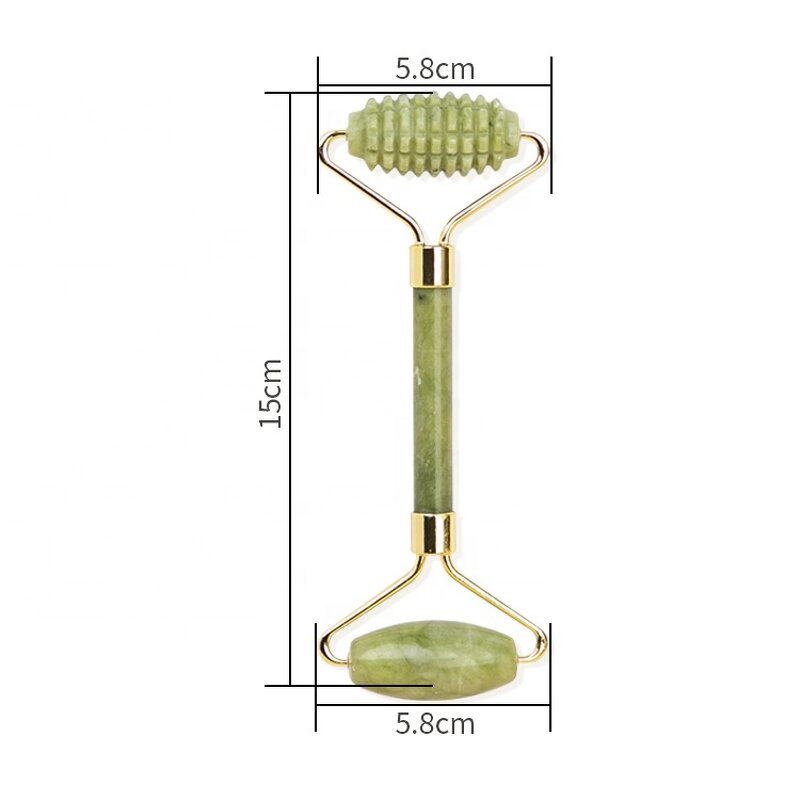 Facial Roller Manufacturer - Beauty Product Tools Self-Care Gift Custom LOGO Ridged Green Jade Massager