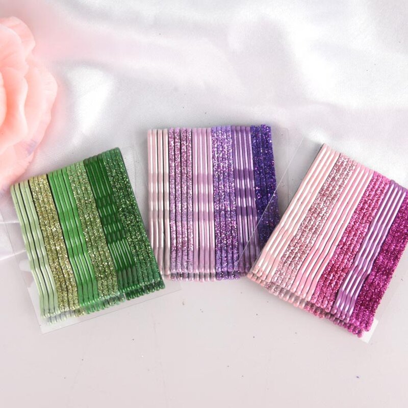 Hairpins Set Manufacturer - Hot Colorful 24Pcs Bling Metallic Barrettes Shiny Metal Bobby Pins