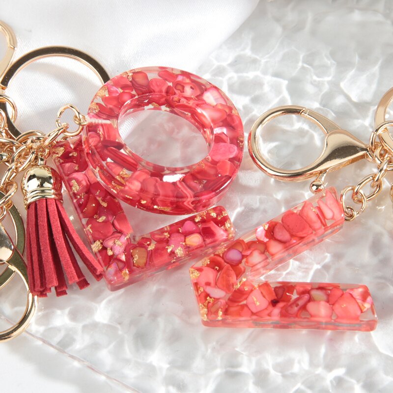 Keychain Manufacturer - Creative Party Gifts Personalized Aesthetic Tassels Resin Initial Letter Charm