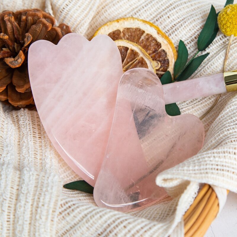Gua Sha Stone Manufacturer - OEM Natural Handmade Facial Heart Shape Pink Rose Quartz