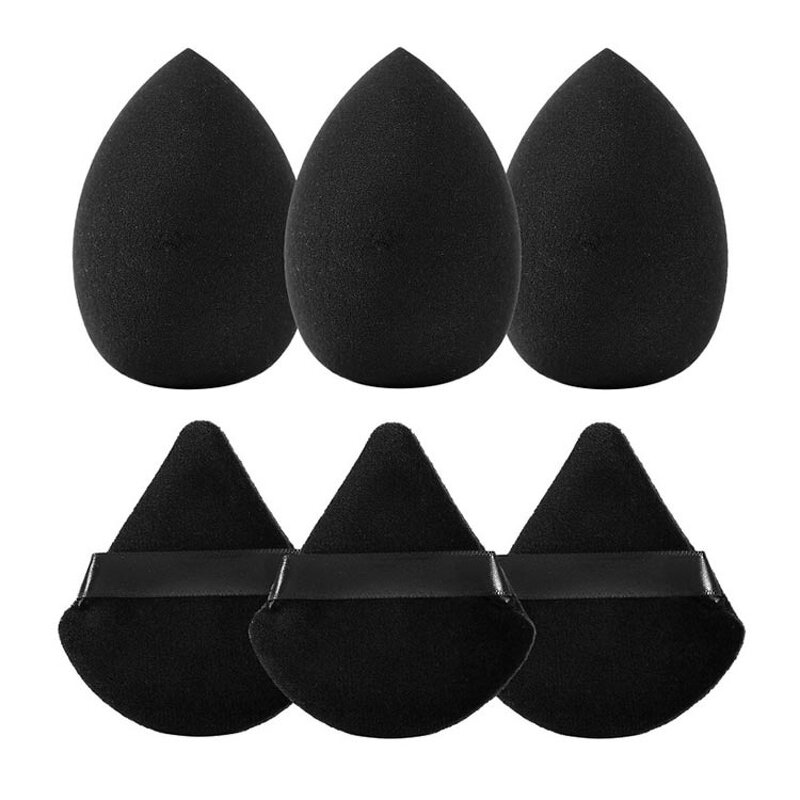 Makeup Sponge Set Manufacturer - Black Triangle Velvet Powder Puff and Powder Puff Set with Custom Eva Bag