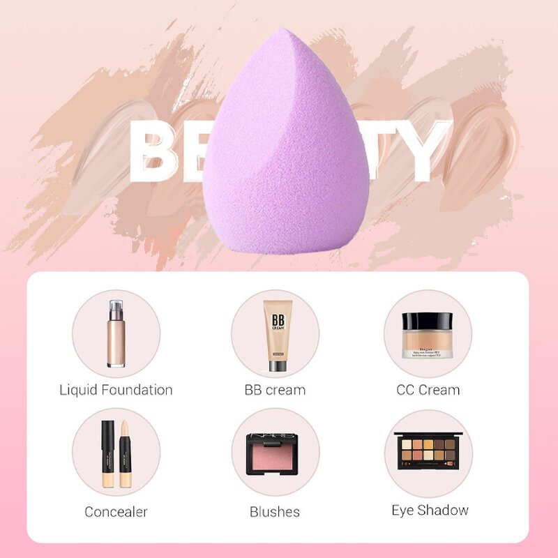 Makeup Sponge Manufacturer - Private Label Multi-Colored Dry Wet Use Pink Non Latex for Liquid Cream