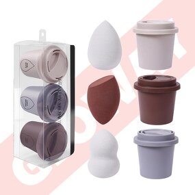 Makeup Sponge Set Manufacturer - Custom Premium Quality Multi-Colored Latex Free Blender with Coffee Cup Case