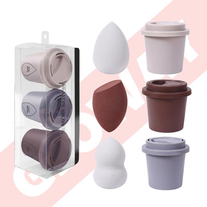 Makeup Sponge Set Manufacturer - Custom Premium Quality Multi-Colored Latex Free Blender with Coffee Cup Case