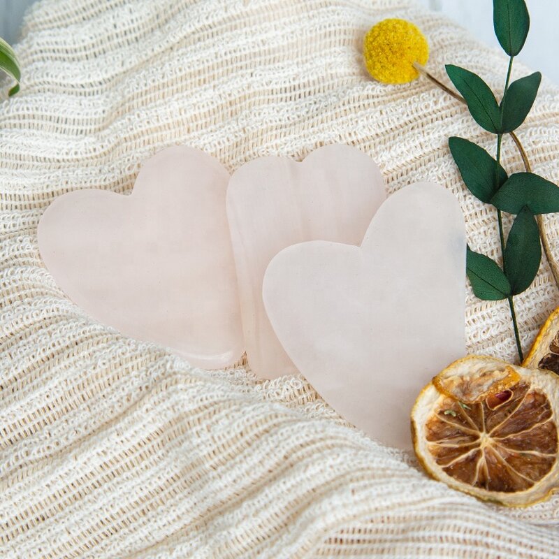 Gua Sha Stone Manufacturer - OEM Natural Handmade Facial Heart Shape Pink Rose Quartz