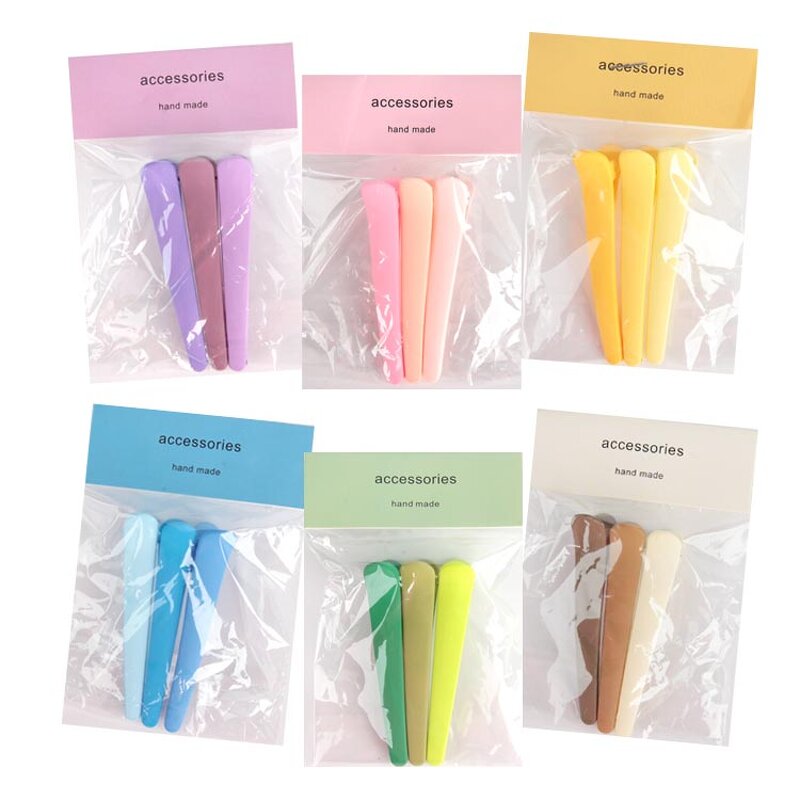 Hair Clips Manufacturer - Non-Slip 3Pcs Gradient Color Plastic Matte Duckbill for Styling Sectioning