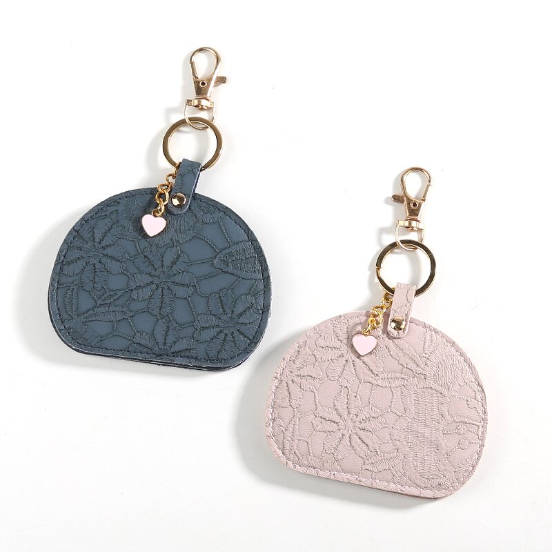 Keychain Mirror Manufacturer - Portable Mini Shaped Cosmetic Compact Travel PU Leather Frame