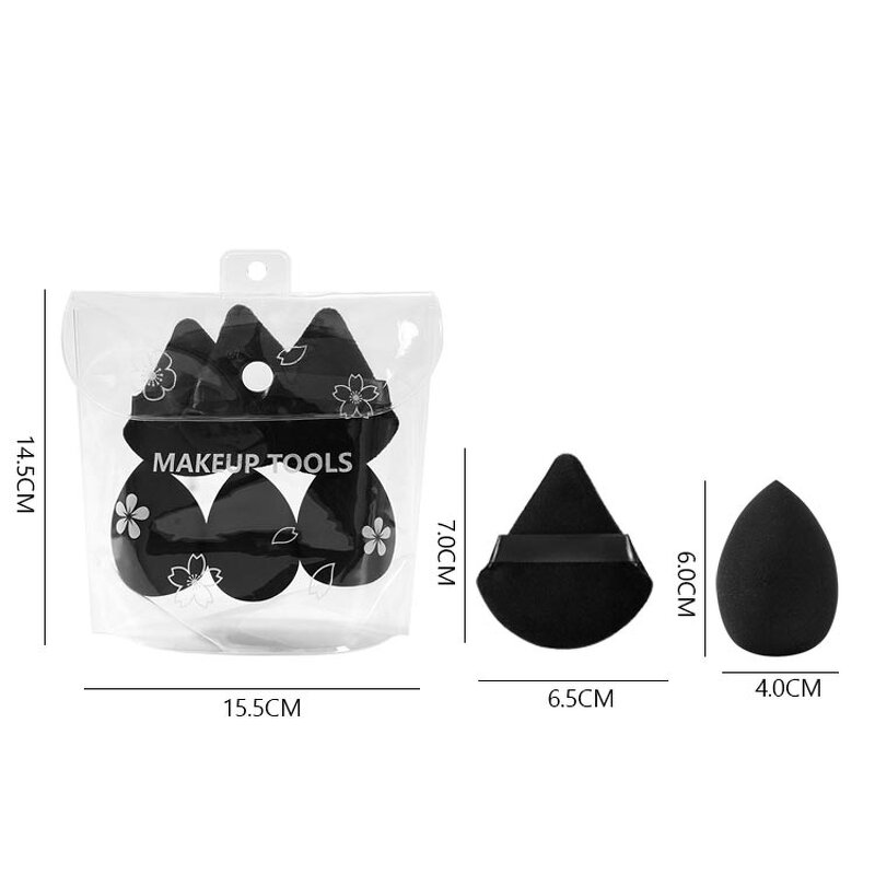 Makeup Sponge Set Manufacturer - Black Triangle Velvet Powder Puff and Powder Puff Set with Custom Eva Bag
