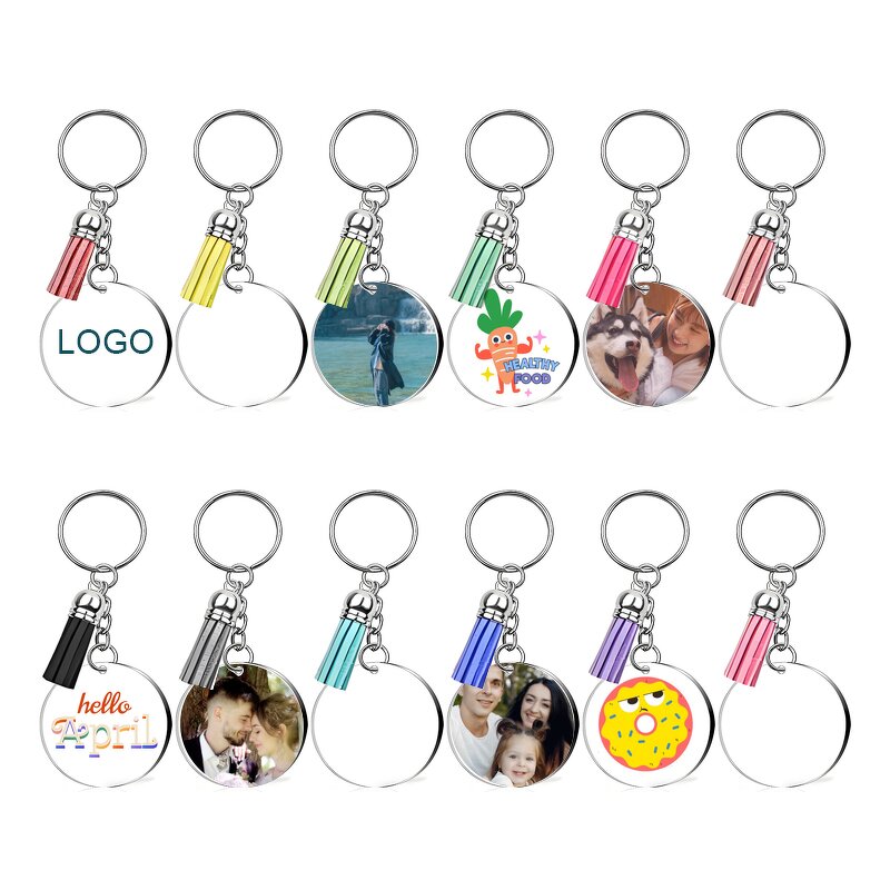 Keychain Manufacturer - Wholesale Customize Acrylic Photo Frame Charms Clear Blank Picture with Tassels