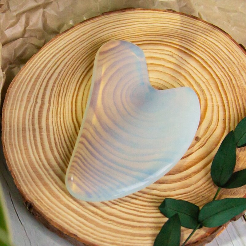 Gua Sha Massager Manufacturer - 100% Real Natural Heart Shape White Opal Board Scraping for Face Neck Body