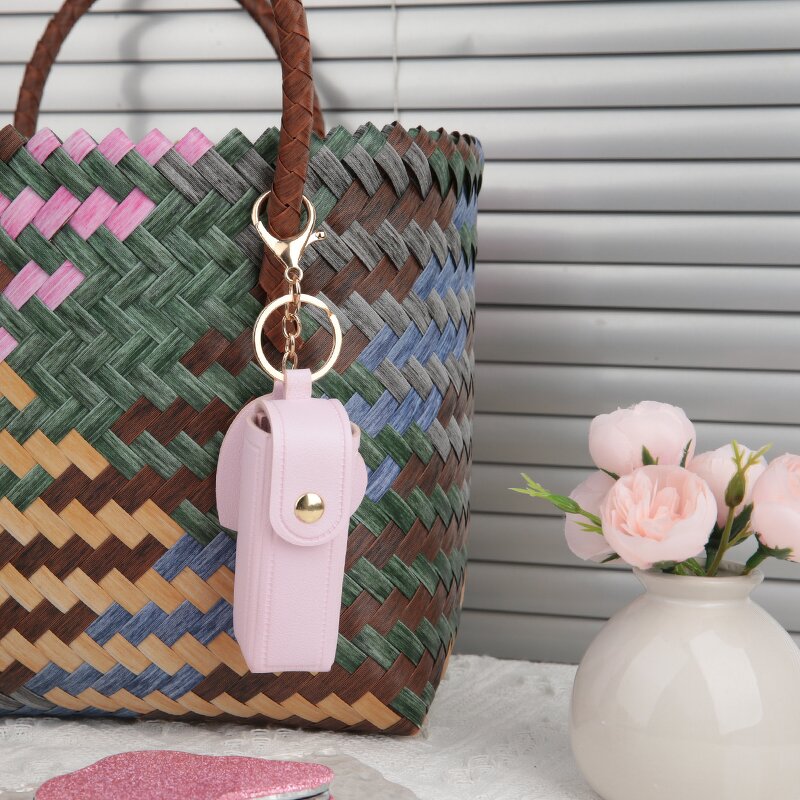 Keychain Mirror Manufacturer - High Quality Portable PU Leather Heart Small Lipstick Holder for Women