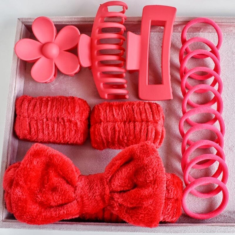 Hair Accessories Set Manufacturer - Hot Elastic Hair Tie Claw Clips Bowknot Headband Spa Gift for Women