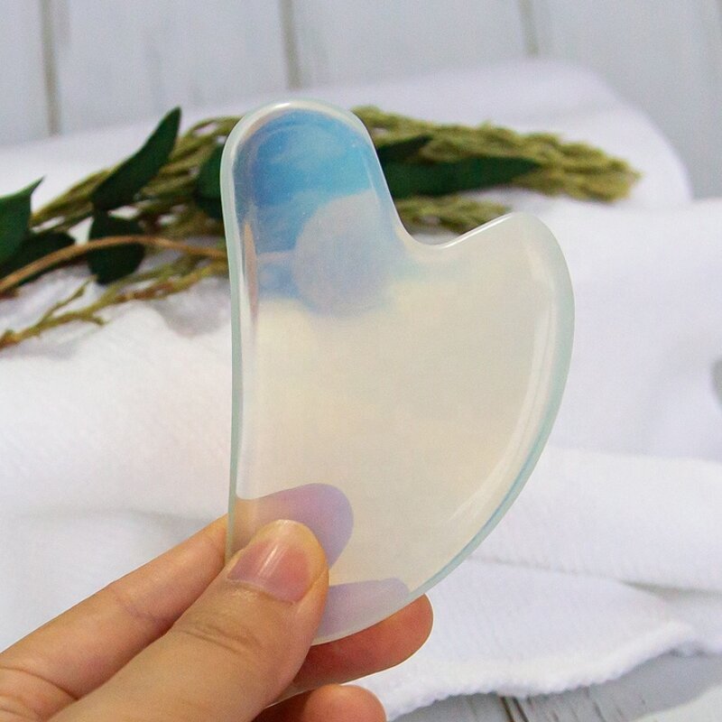 Gua Sha Massager Manufacturer - 100% Real Natural Heart Shape White Opal Board Scraping for Face Neck Body