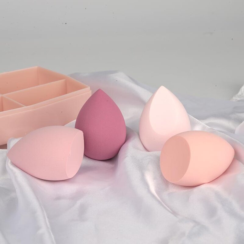 Makeup Sponge Manufacturer - Custom Logo Multi-Colored Professional Wet Dry Use 4Pcs with Storage Box